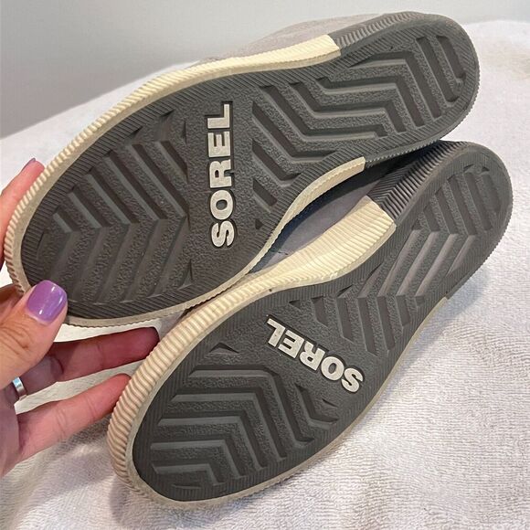 Sorel Gray Ankle Bootie Boots 6 Out N About Lace Up Wedge Round Toe Womens - Picture 7 of 10